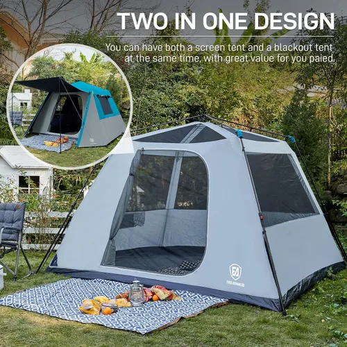 Miniatura 3 de EVER ADVANCED Blackout 6 Person Camping Tent, Instant Cabin Tent for Family with Vestibule and Large Mesh Windows, 60s Easy Setup, Double Layer