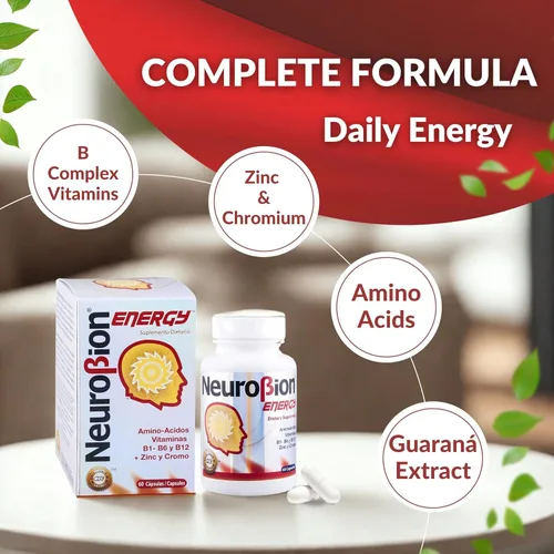 Miniatura 8 de 60 Cápsulas Neurobion Energy - Aminoácidos Vitamina B1 B2 B6 B12 - Aumenta la Alerta Mental y la Resistencia