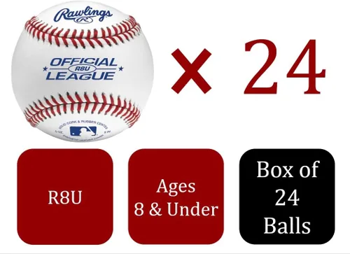 Miniatura 2 de Rawlings Pelotas de béisbol de uso recreativo de la liga oficial para práctica Juvenil/8U R8U Cúbeta 24 unidades Blanco