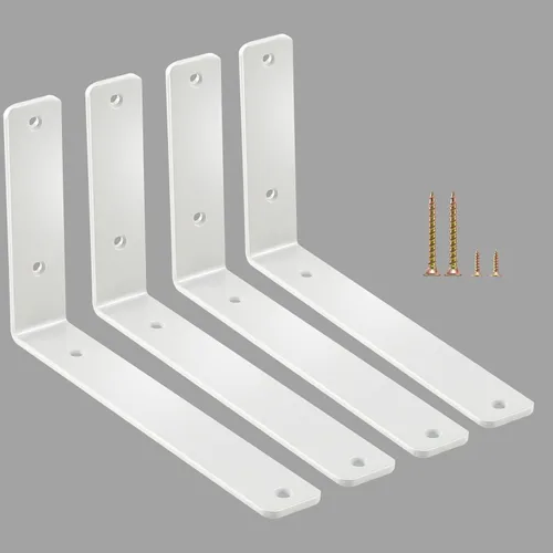 Miniatura 99 de Paquete de 12 soportes de estante en L de 8 pulgadas de largo x 6 pulgadas de alto x 1.5 pulgadas de ancho, 5 mm de grosor, soporte de estante en L