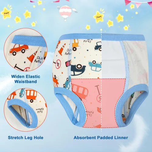 Miniatura 5 de MooMoo Baby Ropa interior de entrenamiento para niños y niñas, pantalones de entrenamiento absorbentes para niñas 2T-7T Azul (paquete de 8)