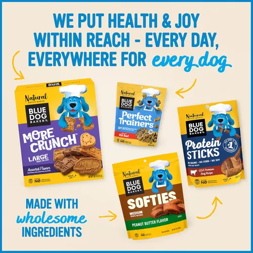 Miniatura 9 de Blue Dog Bakery Golosinas naturales para perros, entrenadores perfectos, golosinas bajas en calorías, sabor a pollo y queso, 6 onzas, 8