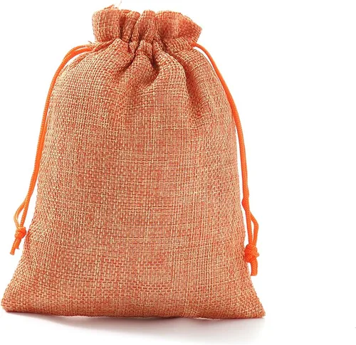 25 bolsas de arpillera con cordón, bolsa de regalo naranja con cordón, bolsa de joyería, bolsas de arpillera para recuerdos de fiesta de boda,