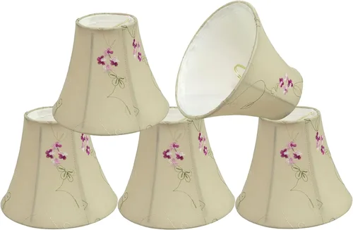 Aspen Creative 30055-5A, pantalla de lámpara de araña con clip, color albaricoque, parte superior de 3 pulgadas x 6 pulgadas inferior x 5 pulgadas