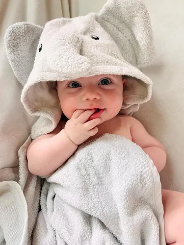 Miniatura 6 de Juego de toallas y paños con capucha de animales para recién nacidos, bebés, niños pequeños y niñas de 3 a 24 meses (elegante elefante gris)