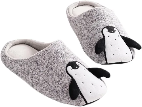 Miniatura 3 de JadeRich Zapatillas unisex de pingüino de forro polar suave para el hogar, cálidas y esponjosas para interiores y exteriores para adultos y niños
