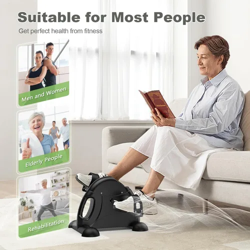 Miniatura 6 de FEIERDUN Mini bicicleta de ejercicio, ejercitador de pedal de bicicleta debajo del escritorio para ejercicio de brazos/piernas, ciclo de escritorio