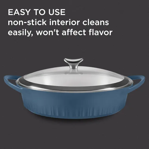 Miniatura 4 de CorningWare QuickHeat - Estofador de aluminio fundido de 4 cuartos de galón con tapa, interior de cerámica antiadherente, ligero y calor uniforme
