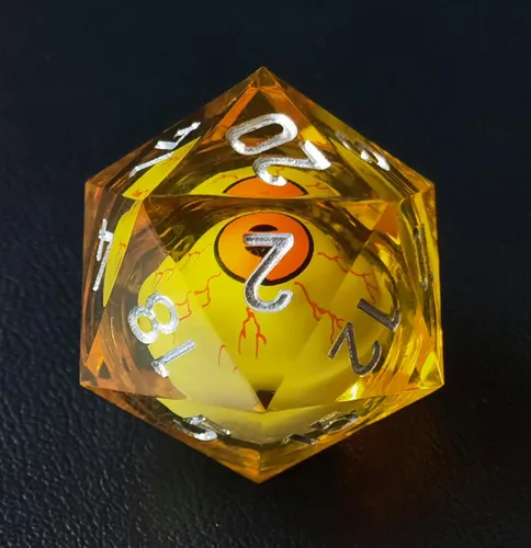 Miniatura 10 de BESCON - Juego de dados poliédricos con núcleo líquido con bordes afilados, dados poliédricos con borde de afeitar con globo ocular rodante