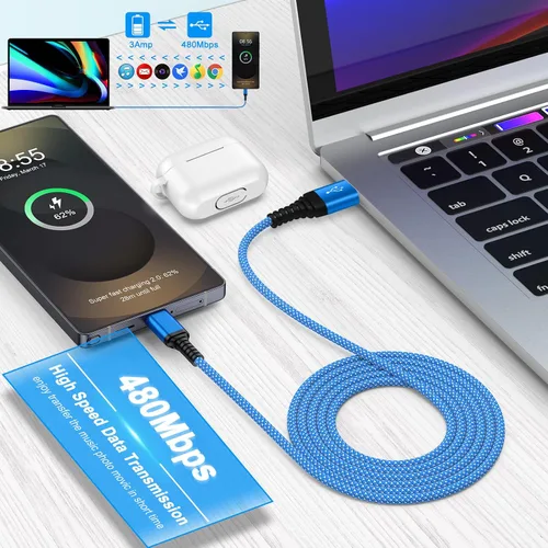 Miniatura 4 de Cable de carga rápida para Samsung Galaxy S26 Ultra A17 Z Fold7 Z Flip7 FE S25 Edge S25 S25+ A36 A16 5G S24, cable de carga Android de 6 pies tipo
