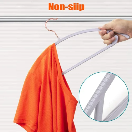 Miniatura 6 de OIKA Paquete de 50 perchas de plástico resistentes para suéteres, abrigos y ropa, capacidad de peso de 11 libras, antideslizantes, 17.8 pulgadas