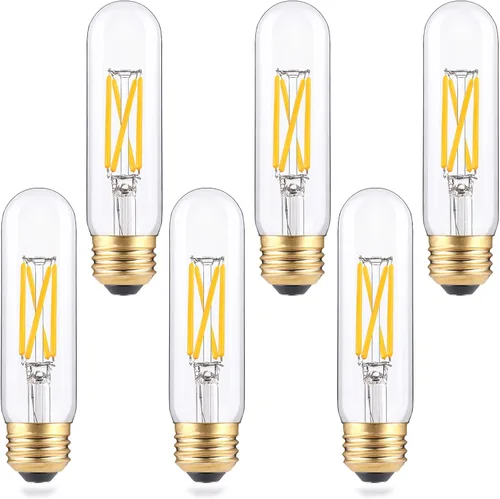 Miniatura 11 de Bombillas LED tubulares regulables de 2 W, blanco cálido de 2700 K, bombilla de filamento estilo Edison, bombilla vintage T10 equivalente a 25 W