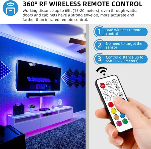 Miniatura 5 de RGBZONE Controlador LED de 3 pines, control remoto inalámbrico RF, controlador mini DC5V/12V/24V para tiras de luz Dream Color WS2812B WS2812 WS2811