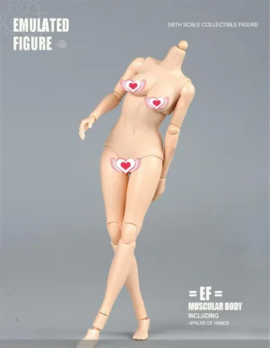Miniatura 7 de Cuerpo de figura femenina a escala 1/6, piel pálida femenina busto grande medio sin costuras figura de acción flexible colección de muñecas