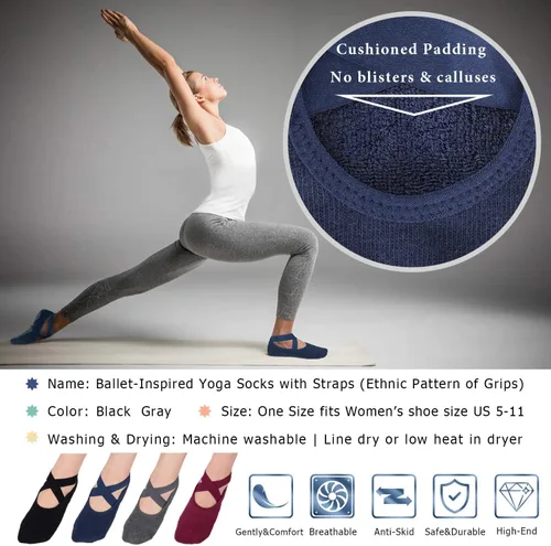 Miniatura 3 de Ozaiic Calcetines antideslizantes para yoga pilates barre fitness hospital para mujer