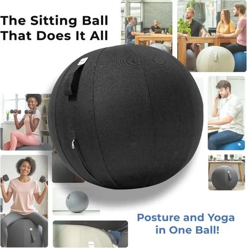 Miniatura 9 de Backerz Balance Ball Chair for Office & Home - Ergonomic Exercise Ball for Posture & Back Pain Relief, Yoga Ball Chair - Sitting Ball with Washable