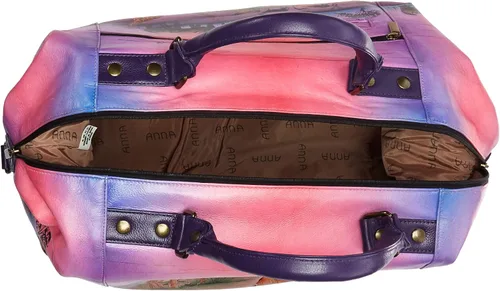 Miniatura 5 de Anna by Anuschka Bolso de viaje grande de cuero pintado a mano para mujer - Serengeti Sunset