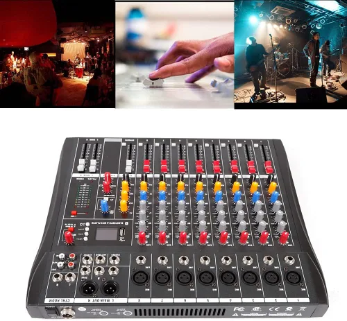 Miniatura 3 de Mezclador profesional de 8 canales, interfaz de consola digital USB MP3 Phantom Power estéreo DJ Studio FX Chasis de acero, mezclador de audio USB