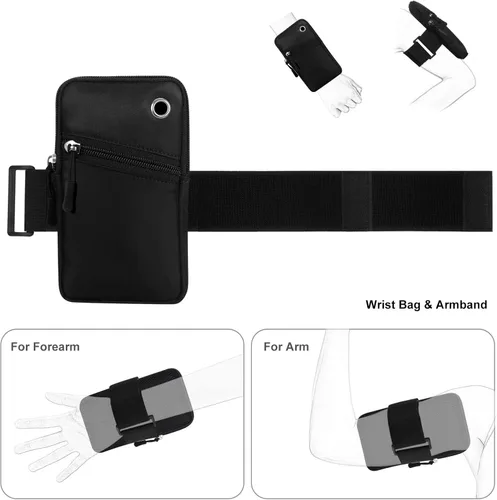 Miniatura 6 de Funda para brazaletes para teléfono celular para mujer, compatible con teléfono celular de 6.28 pulgadas, pantalla completa, color negro