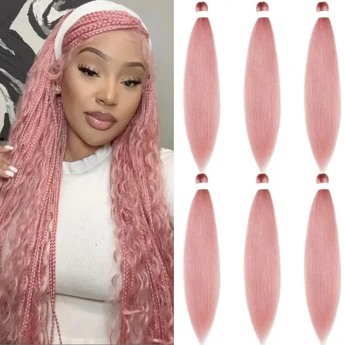 Miniatura 62 de Cabello para Trenzar Naranja Jengibre Pre-Estirado Kanekalo Cabello para Trenzar Pre-estirado 26 pulgadas Extensiones de Cabello Sintético