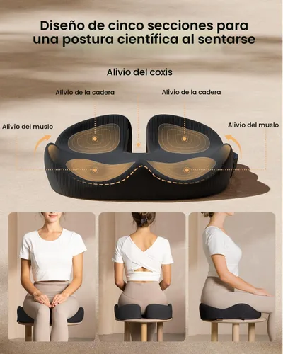 Miniatura 4 de ProtoArc Cojín de Asiento, Cojín de Silla de Oficina para Ciática, Cojín de Cóccix, Cojín Ergonómico de Espuma Viscoelástica para Automóvil, Hogar