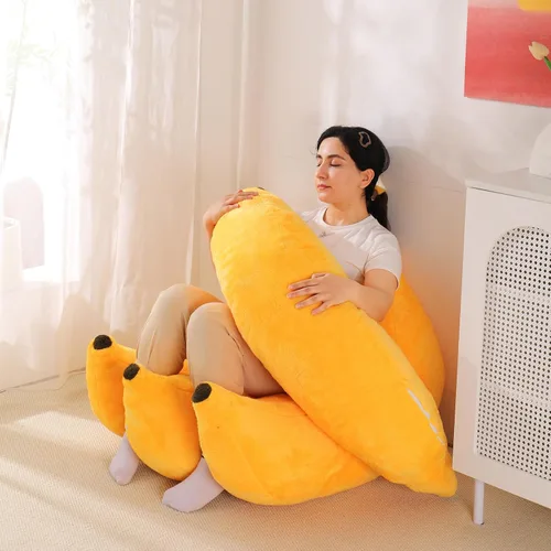 Miniatura 6 de Puf de plátano con otomana, sofá cama de suelo con reposapiés, cómoda tumbona convertible para adolescentes y adultos, sofá de felpa para Amarillo