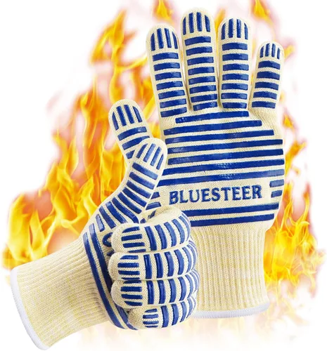 Miniatura 9 de Guantes para horno, resistentes al calor 540 grados Fahrenheit, guantes de parrilla, manipulador de superficies calientes, guantes de horno