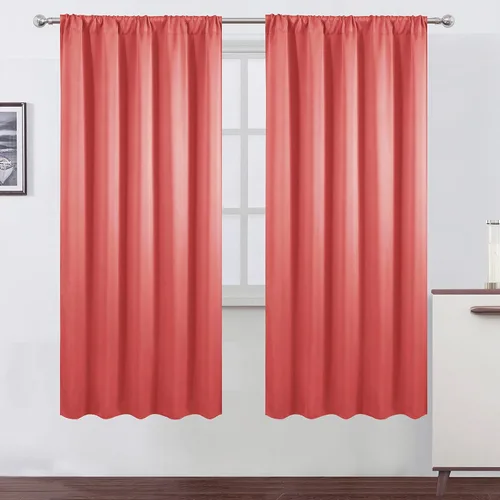 Miniatura 69 de LEMOMO Cortinas opacas negras para cocina, 42 x 45 pulgadas, juego de 2 paneles de cortinas opacas con bolsillo para cortinero para ventana pequeña