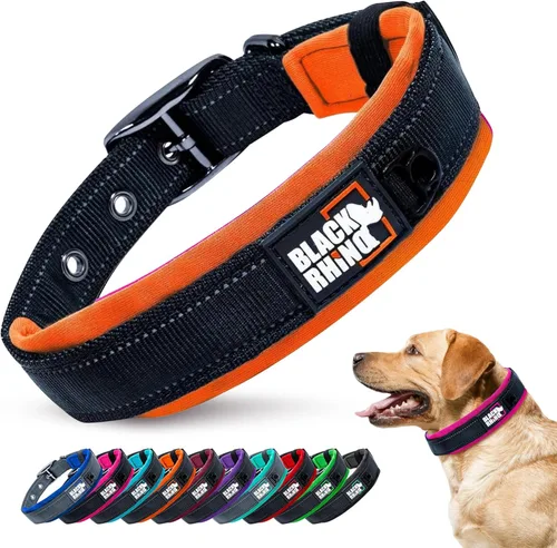 Miniatura 36 de Collares para perros Black Rhino para perros medianos - Collar de perro ajustable reflectante resistente con acolchado de neopreno ultra suave