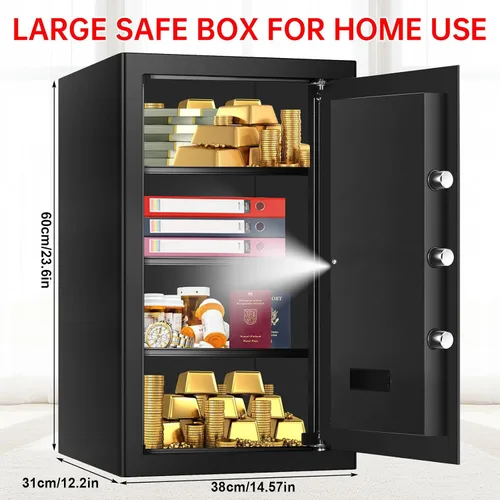 Miniatura 2 de Cajas fuertes grandes para el hogar de 5.0 pies cúbicos a prueba de fuego e impermeables, caja fuerte antirrobo a prueba de fuego con teclado