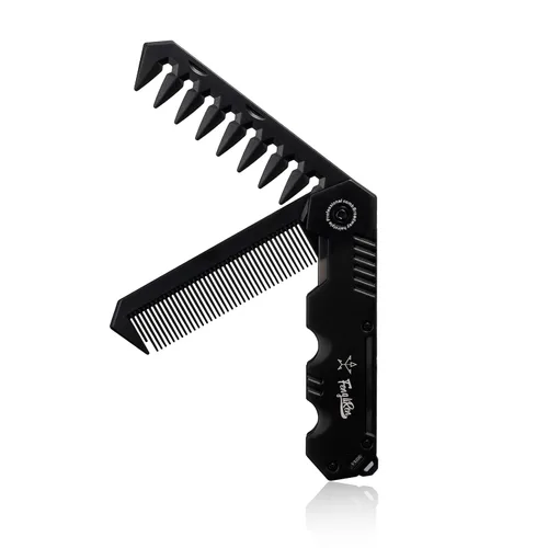 Protable - Peine plegable 2 en 1 para el cabello, peine de dientes anchos, bolsillo disperso para peinar cabello lacio, cabello rizado, barba,
