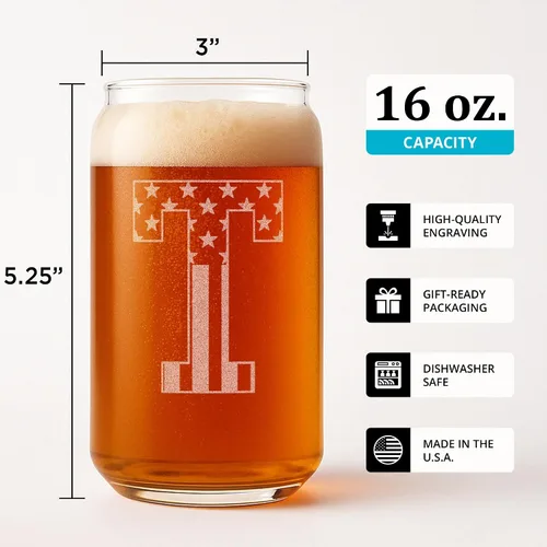 Miniatura 3 de Vasos de cerveza con monograma para hombres (A-Z) de 16 onzas - Regalos de cerveza para hombres, hermano, hijo, papá, vecino - Regalos únicos