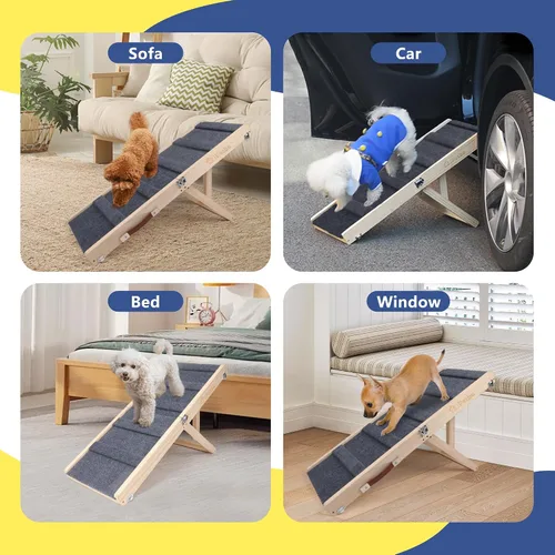 Miniatura 9 de Rampa para perros mejorada 2026 para cama con plataforma, apta para articulaciones, extra ancha y larga, antideslizante, resistente, hasta 200 libras