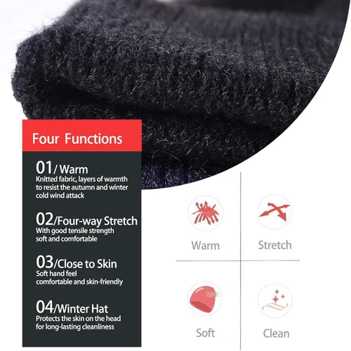 Miniatura 15 de Gorros de invierno para hombre, para exteriores, elásticos, de punto, con orejeras, resistentes al viento