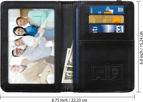 Miniatura 2 de Funda para pasaporte, cartera de viaje para tarjetas de crédito, bloqueo RFID, carteras para pasaporte para mujeres y hombres con ranura para fotos