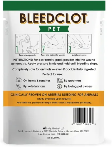 Miniatura 2 de FirstAid Polvo de coagulación de la sangre Deja de sangrar en todos los animales garantizados cortes menores a sangrado arterial de Makers of