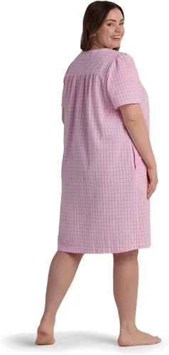 Miniatura 4 de Miss Elaine Bata corta de sirsaca para mujer, cierre frontal y mangas cortas, dos bolsillos delanteros, ropa de dormir y ropa de descanso