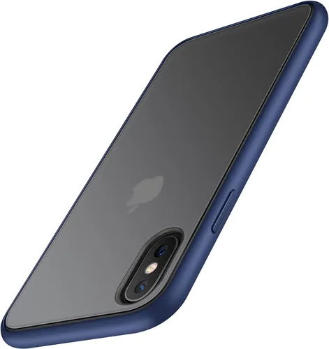TENDLIN Compatible con iPhone Xs Max, funda translúcida mate dura con parachoques de silicona suave, cómoda funda (azul)