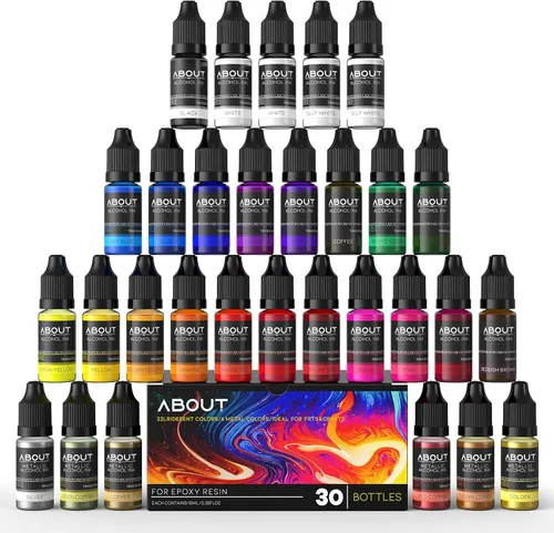 Juego de tinta de alcohol, 30 botellas de tinta concentrada a base de alcohol de colores vibrantes, tintes metálicos, para hacer platos de resina