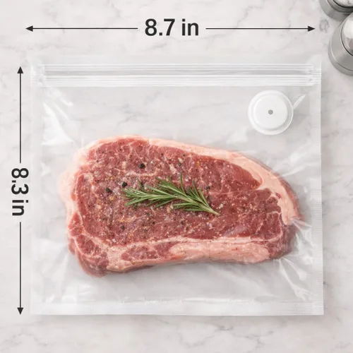 Miniatura 5 de Bolsas compactas selladoras al vacío, reutilizables con doble cremallera, pequeñas bolsas de almacenamiento al vacío (8.3 x 8.7 pulgadas), 30