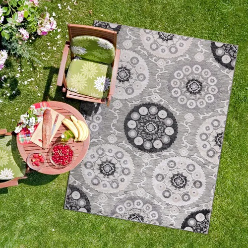 Miniatura 24 de CAMILSON Alfombra para Interiores y Exteriores, Alfombras de Área Azules 5x7 con Hojas Tropicales Botánicas para Patios Interiores y Exteriores