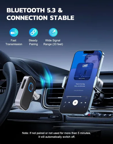 Miniatura 3 de COMSOON - Receptor Bluetooth 5.0 para auto, adaptador de auxiliar con cancelación de ruido, receptor de música para estéreo, audífonos con cable