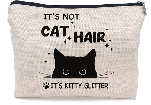 Divertida bolsa de maquillaje para gatos, bolsa de cosméticos pequeña con cremallera, regalos de cumpleaños para amantes de los gatos, mujeres, Cat-a