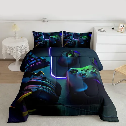 Miniatura 16 de Juego de edredón de videojuegos para niños y adolescentes, juego de ropa de cama para todas las estaciones, juego de ropa de cama