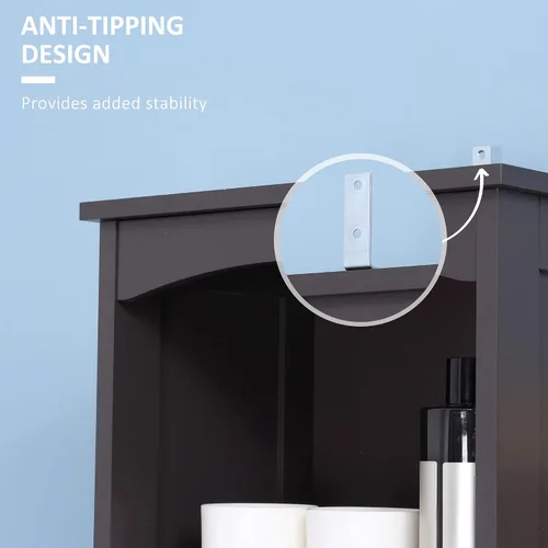 Miniatura 6 de HOMCOM Armario de almacenamiento para baño, unidad de almacenamiento de baño independiente, torre alta de lino con estantes y cajón de 3 niveles