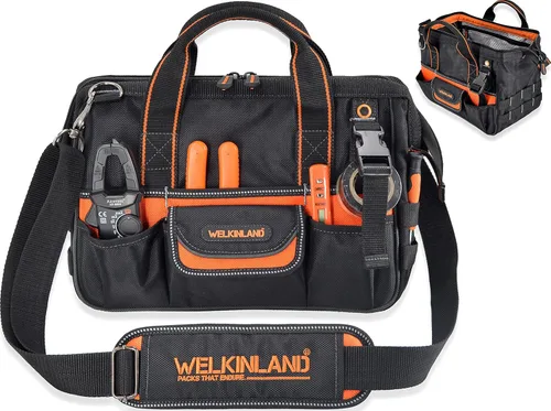 WELKINLAND Portaherramientas pequeño de 13 pulgadas, organizador de electricista, bolsa de técnico de HVAC, bolsa de taladro para hombres