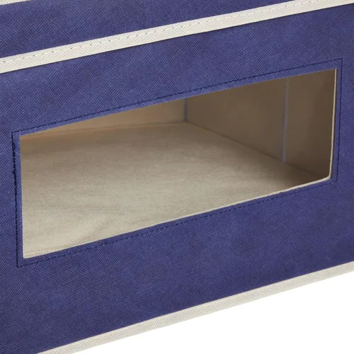 Miniatura 7 de Juvale Contenedores de almacenamiento de tela con tapas, organizadores de almacenamiento debajo de la cama, organizador plegable con ventana, Azul