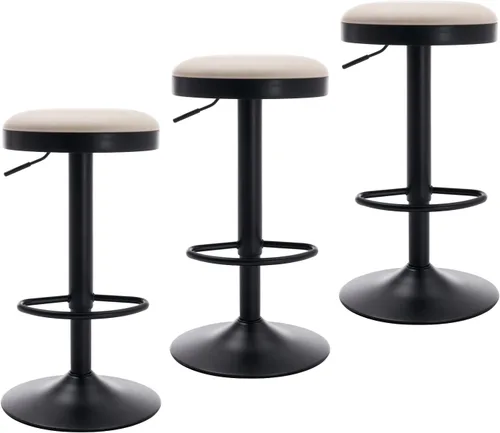 Miniatura 11 de CIMOTA Juego de 2 taburetes de bar redondos giratorios con espalda descubierta ajustable, taburete de bar moderno industrial para cocina, hogar