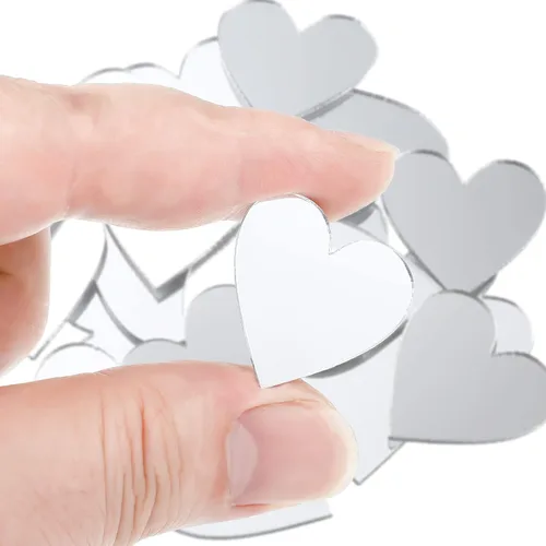 Miniatura 3 de Jetec 100 piezas de azulejos de espejo en forma de corazón, pequeños espejos para manualidades, mosaico de bricolaje pequeño círculo mini azulejos