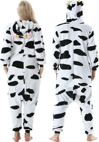 Miniatura 6 de DarkCom Unisex Adult Cow Onesie Halloween Costume One Piece Animal Pajamas Women Men Sleepwear Christmas Pajamas
